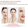 thumbnail image 3 of Tri-fold Lighted Vanity Makeup Mirror with 3x/2x/1x Magnification, 21Leds Light and Touch Screen,Portable LED Travel Makeup Mirror, Women Gift(Pink), 3 of 6