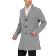 thumbnail image 4 of INSPIRE CHIC Men's Trench Coat Slim Fit Single Breasted Warm Long Overcoat S Gray, 4 of 7