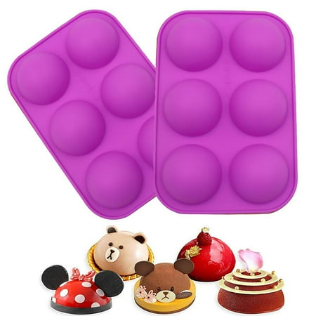 

2 Pack 6-Cavity Semi Sphere Silicone Mold Baking Mold for Making Hot Chocolate Bomb Cake Jelly Dome Mousse