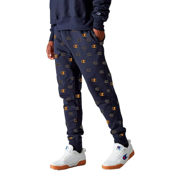 Champion LIFE Men's Reverse Weave Jogger - Logo Print (C Logo Spaced - Navy, Large)