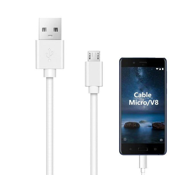 Cable USB Micro Mornwell Blanco Carga Rápida Compatible con Galaxy S7 S6 Edge S5 Note 5 4 Xiaomi Red