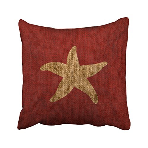 Winhome Square Throw Pillow Covers Nautical Starfish In Rustic Red