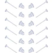 PEDAXI Clear Earrings,3mm Plastic Earrings for Sensitive Ears,Clear Earrings for Sports/Work,Invisible Earrings Clear Stud Earrings 100 Pairs Earring Backs and Blank Pins Stud(100 pieces/50 Pairs)