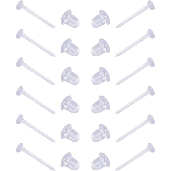 Clear Earrings,3mm Plastic Earrings for Sensitive Ears,Clear Earrings for Sports/Work,Invisible Earrings Clear Stud Earrings 100 Pairs Earring Backs and Blank Pins Stud(100 pieces/50 Pairs)