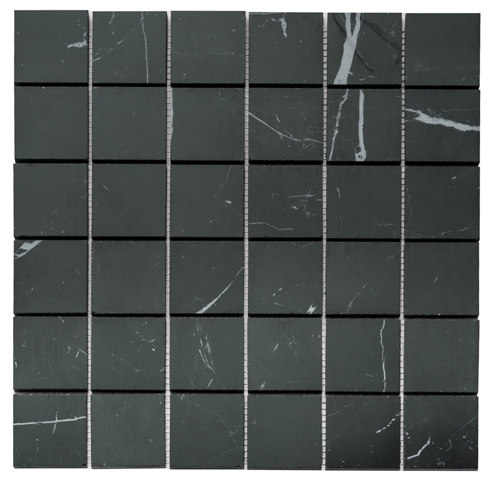 The Tile Life Penthouse 2" x 2" Nero Marquina Matte Porcelain Mosaic Floor and Wall Tile Case of 9