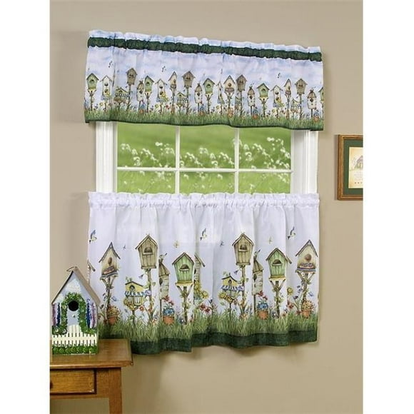 Home Sweet Home Tier & Valance Set - 58 in. x 36 in. Tier Pair -58 in. x 13 in. Valance