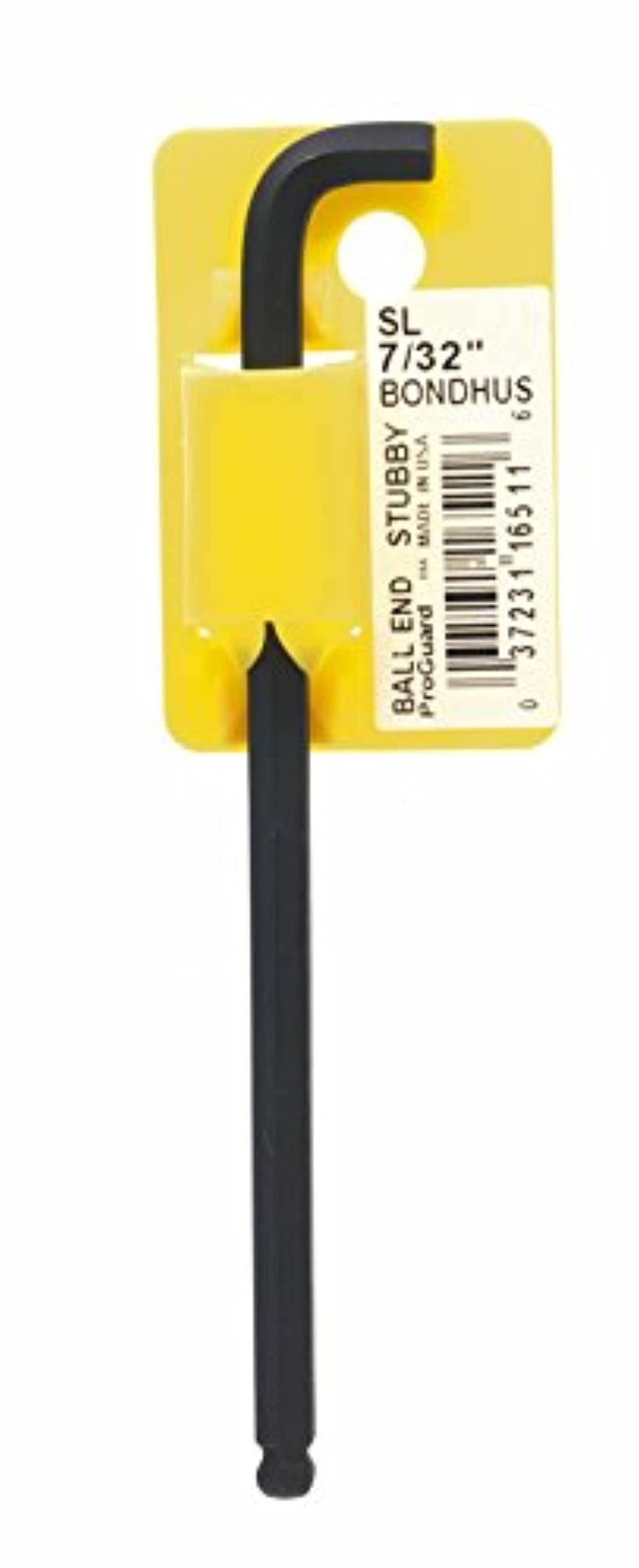 Bondhus 16511 7/32 Stubby Ball End Tip Hex Key L-Wrench with ProGuard Finish Long Arm Tagged and Barcoded