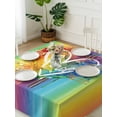 thumbnail image 3 of Colorful Love Heart Suqare Tablecloth - 54 x 54 Inch, Watercolor Striped Rainbow Waterproof & StainResistant Tablecloth, Washable Oil-proof Table Cover for Dining/Party/Wedding/Camping/Buffet, 3 of 9