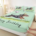 thumbnail image 4 of Homewish Dachshund Balloon Queen Sheets,Pet Lovers Queen Sheet Sets,Green,Happy Birthday Print Decor,4 Pieces,1 Flat Sheet, 1 Fitted Sheet and 2 Pillowcases, 4 of 6