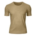 thumbnail image 5 of HAOTAGS Men’s Athletic T-Shirt Breathable Mesh Short Sleeve Running Shirts Moisture-Wicking Lightweight, with Pocket Crew Neck Tops Khaki Size 5XL, 5 of 10
