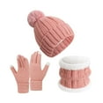 thumbnail image 3 of Gorro de invierno elástico suave para clima frío, tejido, protección contra el frío, calentador de cuello Rosa, 3 of 8