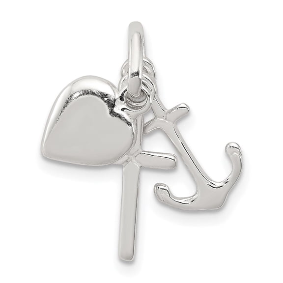 Sterling Silver Heart Cross Anchor Charm Pendant for Women or Unisex Necklace or Bracelet, Christian Faith Hope Love Jewelry Accessory
