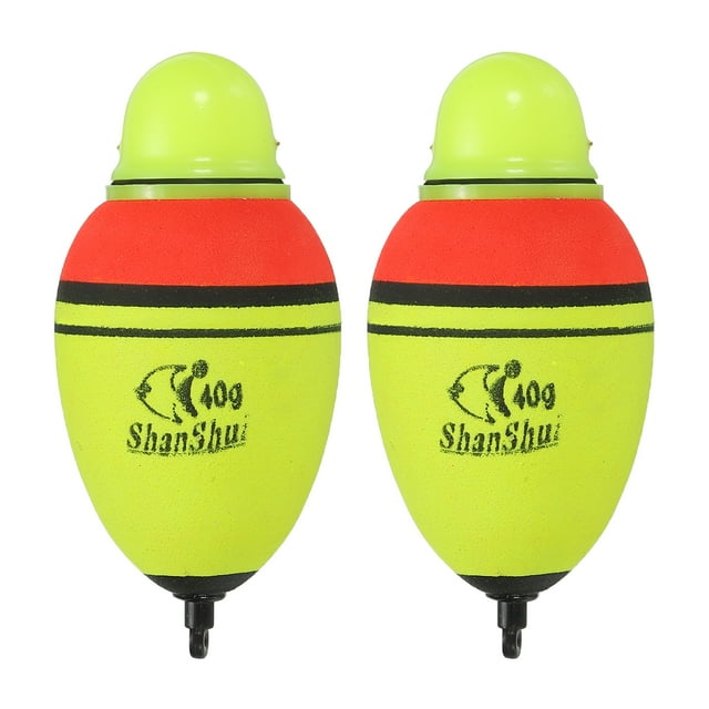Unique Bargains 1.4oz Lighted Fishing Slip Bobbers EVA Green Red LED Light Up Fishing Float, Yellow, 2 Pack