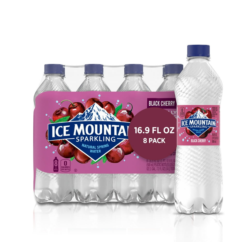 Ice Mountain Sparkling Water, Black Cherry, 16.9 oz. Bottles (8 Count