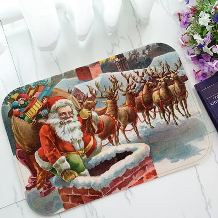 Ykcg Merry Christmas Vintage Santa Claus Reindeer And Sleigh On
