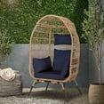Eclife Rattan Wicker Egg Patio Chair Oversize Metal Lounge Chair with