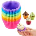 thumbnail image 2 of 12x Muffin Cupcake Liner Moldes de cocina para hornear de silicona Herramienta de decoración de pasteles Wdftyju Libre de BPA, 2 of 3