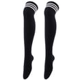 thumbnail image 1 of Namzi 1 par de calcetines por encima de la rodilla, calcetines hasta la rodilla, medias altas para botas, calcetines hasta la rodilla para mujer, para cosplay, uso diario, negro A, 1 of 5