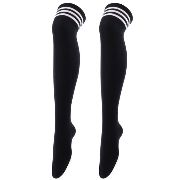 Namzi 1 par de calcetines por encima de la rodilla, calcetines hasta la rodilla, medias altas para botas, calcetines hasta la rodilla para mujer, para cosplay, uso diario, negro A