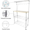 thumbnail image 5 of iRerts Kitchen Bakers Rack, Metal 4 Tier Microwave Oven Stand with 4 Hooks, Adjustable Shelves, Wood Table, Kitchen Utility Storage Rack Cart Coffee Bar Station for kitchen Office Apartment, Silver, 5 of 7