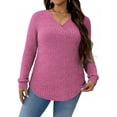 thumbnail image 2 of NISVIYA Womens Winter Plus Size Sweather with Long Sleeves,Fashion Casual Loose Fit Knit V-Neck Tops, 2 of 5
