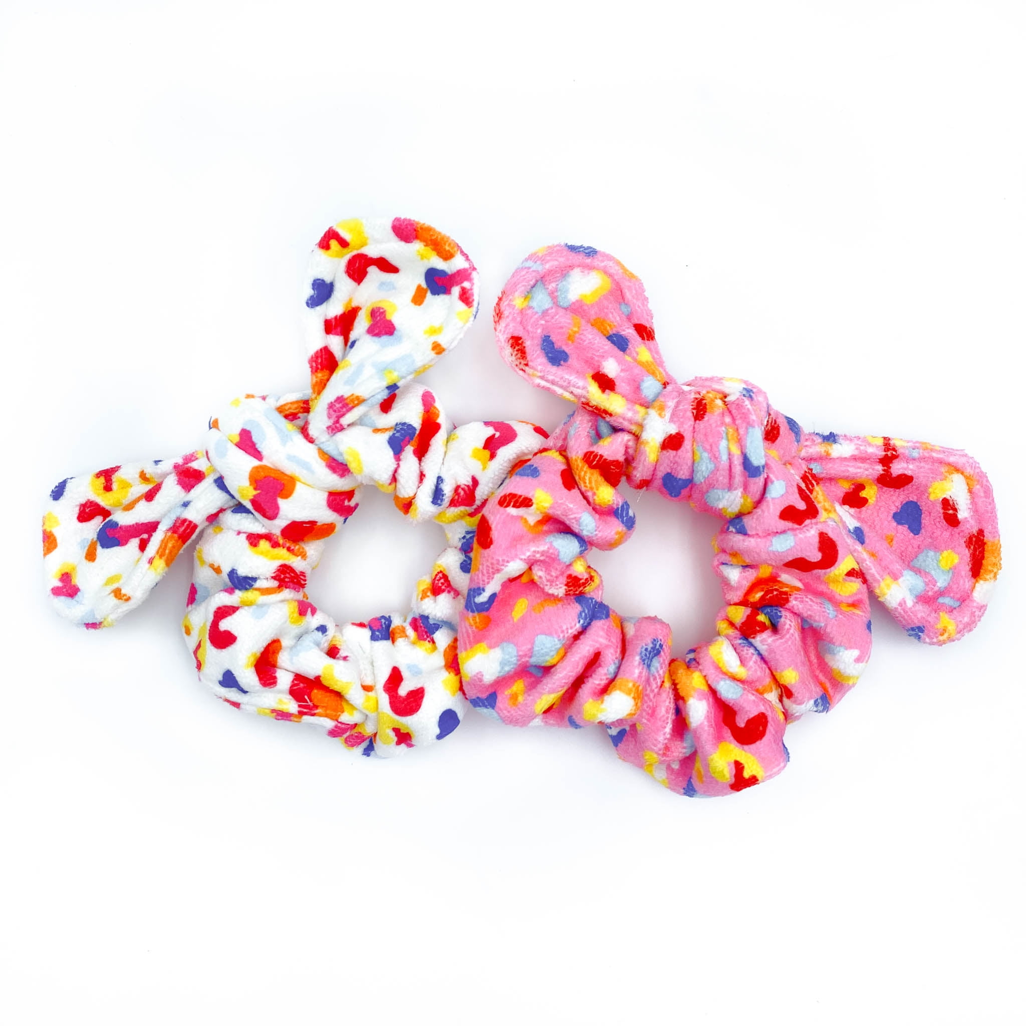 Packed Party Wet Hair Dont Care White and Pink Polka Dot Microfiber Moisture-Wicking Hair Scrunchies, Ponytail Holder, 2 CT.