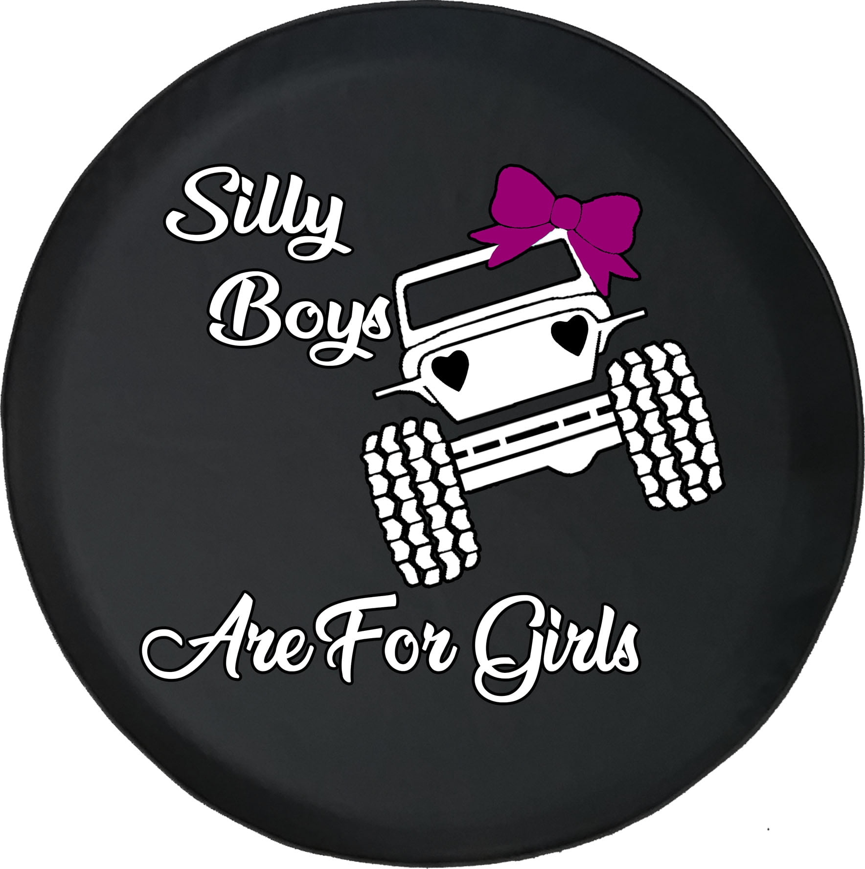 Black Tire Covers Tire Accessories for Campers, SUVs, Trailers, Trucks,  RVs and More Silly Boys for Girls Black 28 Inch