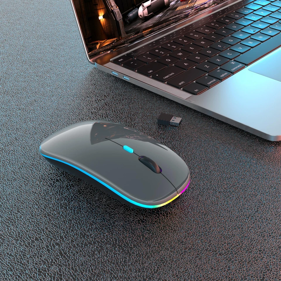 Wireless Bluetooth Mouse Rechargeable Led Mice Silent Slim Laptop Pc Mac Mouse