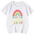 thumbnail image 4 of XUELUO Toddler Girls Tops & T-Shirts Summer Cartoon Rainbow Print Round Neck Short Sleeve Loose T Shirts Sportwear,White,3-4 Years, 4 of 4