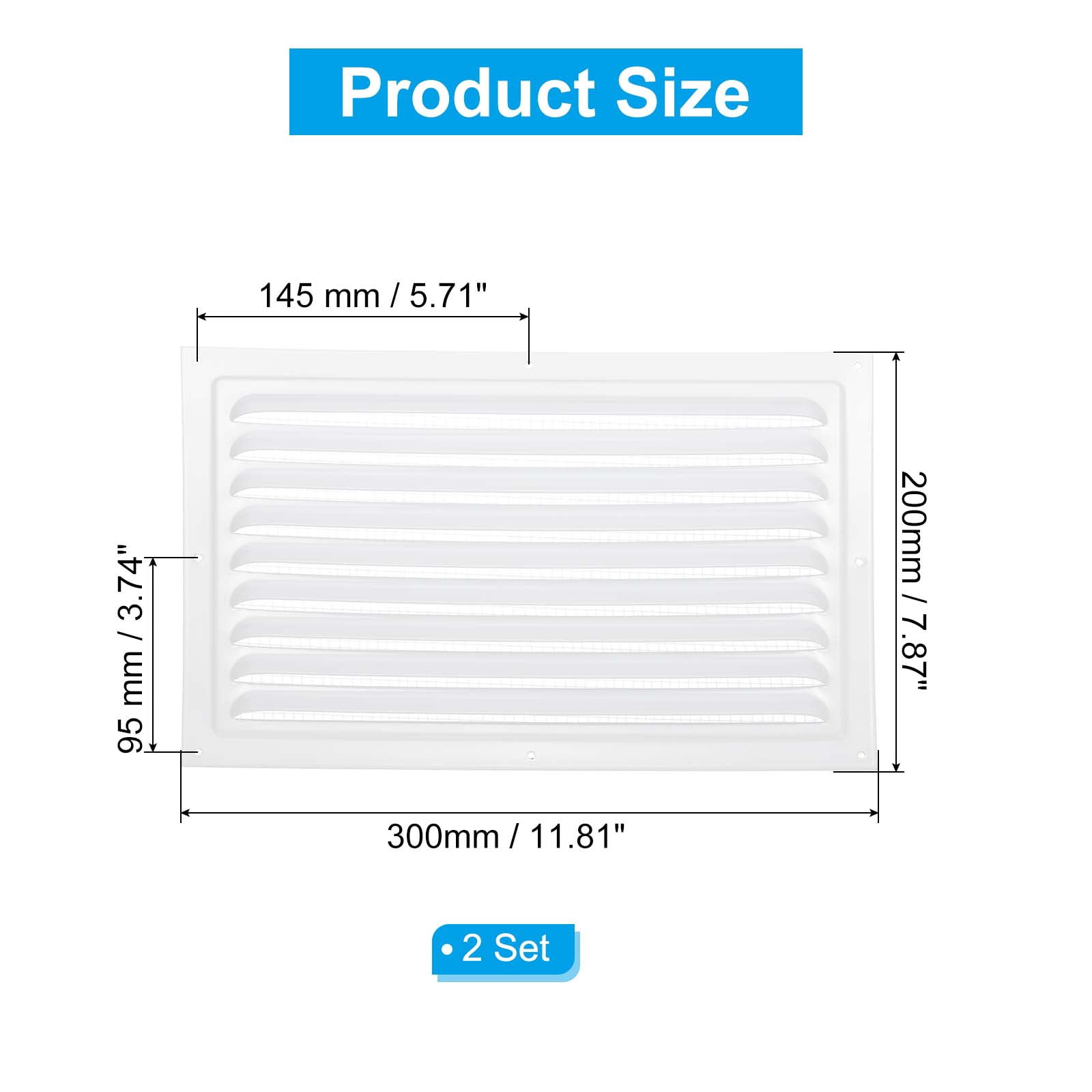 Uxcell Attic Vent Soffit Vent Alloy Rectangular Floor HVAC Air Vent Covers for Louvered Vents Garage Door Vents 8x12"