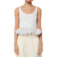 thumbnail image 3 of Women'S Bubble Hem Tank Top Scoop Neck Backless Sleeveless Patchwork Peplum Going Out Babydoll Shirts White XL, 3 of 8