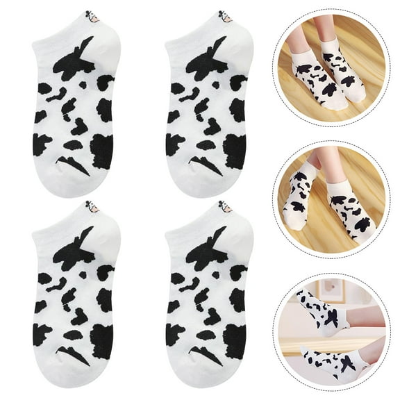 HAKIDZEL 2Pairs Cow Print Socks Cotton Low Cut for Kids in Spring Summer