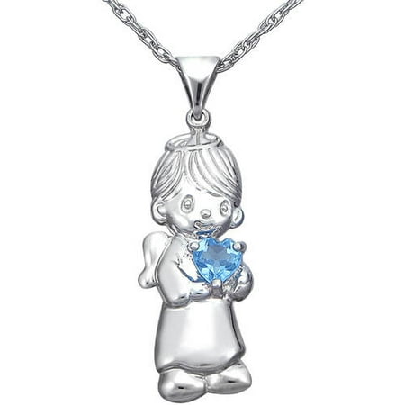 Precious Moments Sterling Silver Boy Angel Pendant with Chain, 18