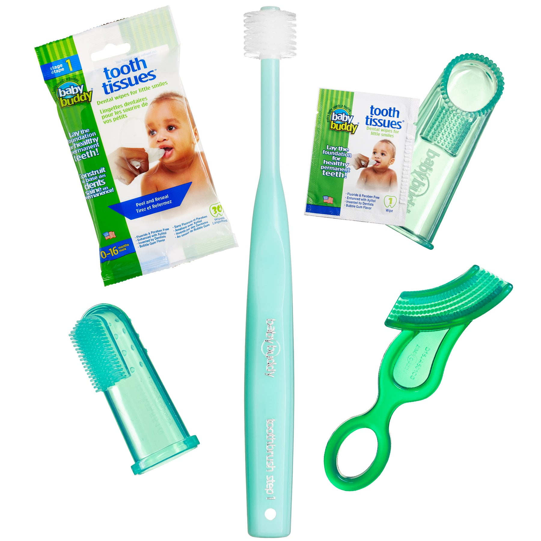 Baby Buddy by Brilliant Infant Oral Care Kit 5pc Set with Tooth Tissues