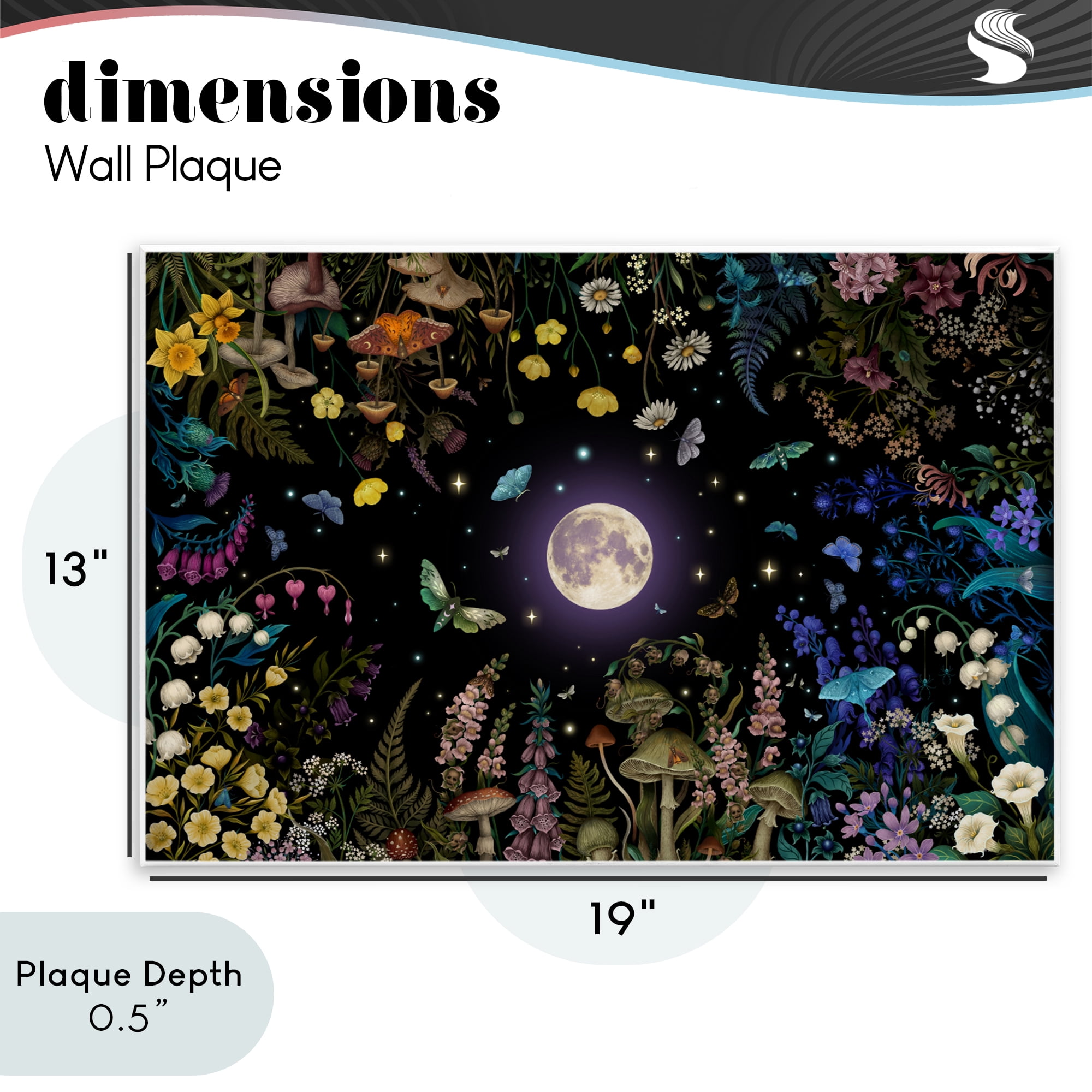 Stupell Industries Night Garden with Moth Wall Plaque Art, design by Episodic Drawings