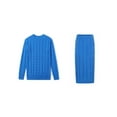 thumbnail image 3 of Women'S Winter Chunky Cable Knit Long Skirt 2 Piece Outfit Sweater Sets Elegant Blue XXL, 3 of 10