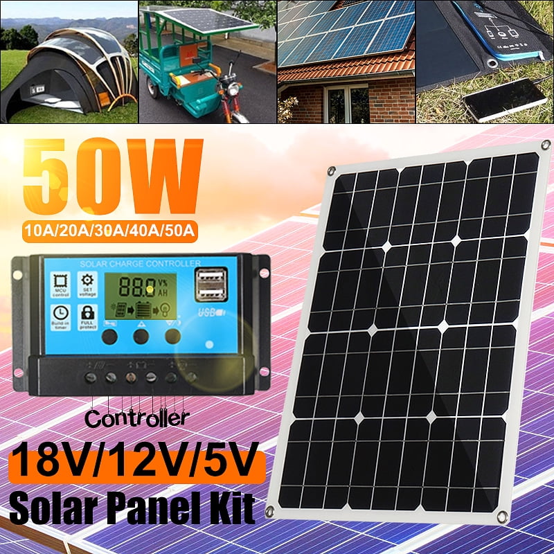 Yardwe 1 Set 20W Portable Solar Panel Reusable Car Solar Panel Outdoor Camping Charger Controller Car Charger Panel Board 