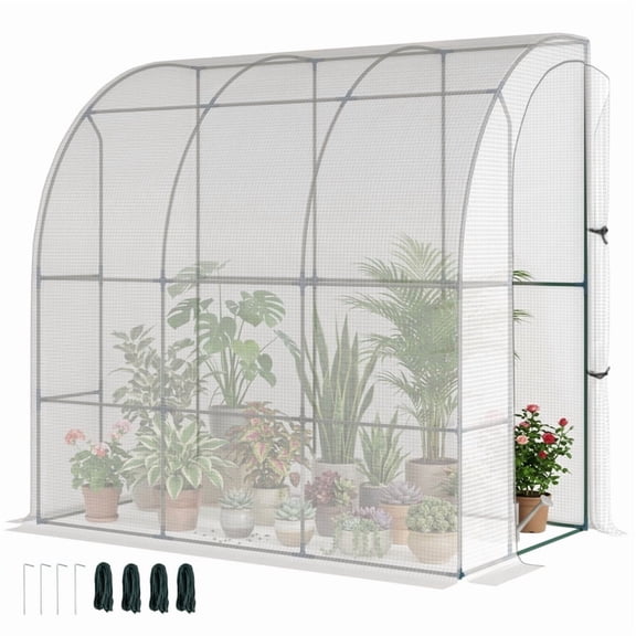 Alvantor Greenhouse Outdoor Lean-to Walk-In Greenhouse with PE Cover 84.25"x46.5"x83.5" White