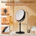 thumbnail image 7 of Houflody Lighted Makeup Mirror with Magnification 10X, 3 Color Dimmable Lights & Height Adjustable 7" Cosmetic Mirror, 360° Swivel Double Sided Rechargeable LED Vanity Mirror-Black, 7 of 7