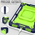 thumbnail image 6 of Dteck Kids Case for iPad Air 11 inch 2024,iPad Air 11 inch 2025 Heavy Duty Silicone Case Hand Grip 360° Rotatable Stand Shockproof Kickstand Cover with Shoulder Strap,Navy/Green, 6 of 8