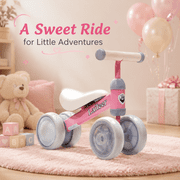 FUPOJH 4-Wheel Baby Balance Bike, Light-Up Wheels, Silent Tires, Indoor Riding Toy, Ages 1-3