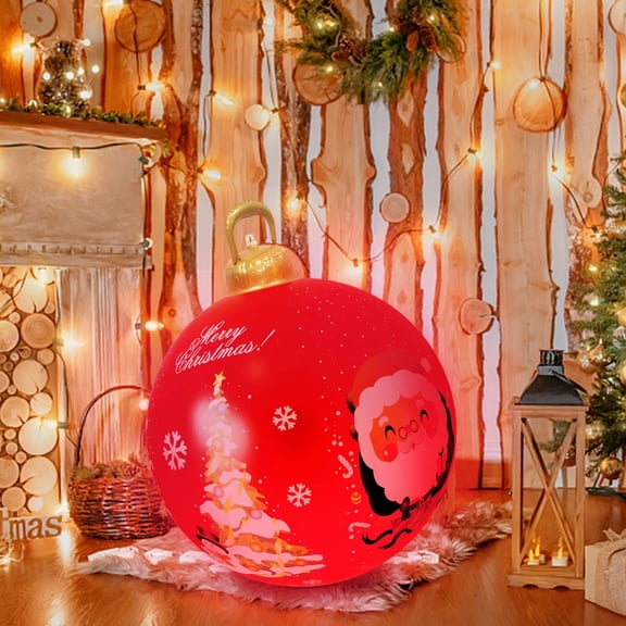 KCEHTA 24 Inch Light Up PVC Christmas Ball Outdoor Giant Christmas Ball Ornaments Christmas Decorated Ball for Holiday Yard Garden Lawn Porch Decor