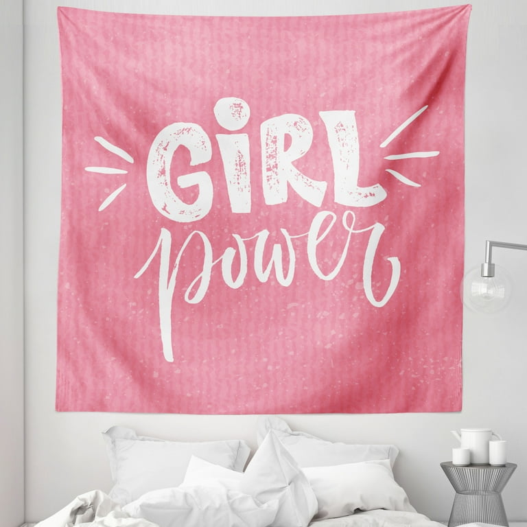 Feminist Tapestry Brush Stroke Style Lettering Girl Power for