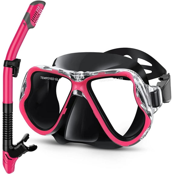 Greatever Dry Snorkel Set,Panoramic Wide View,Anti-Fog Scuba Diving Mask,Professional Snorkeling Gear delete