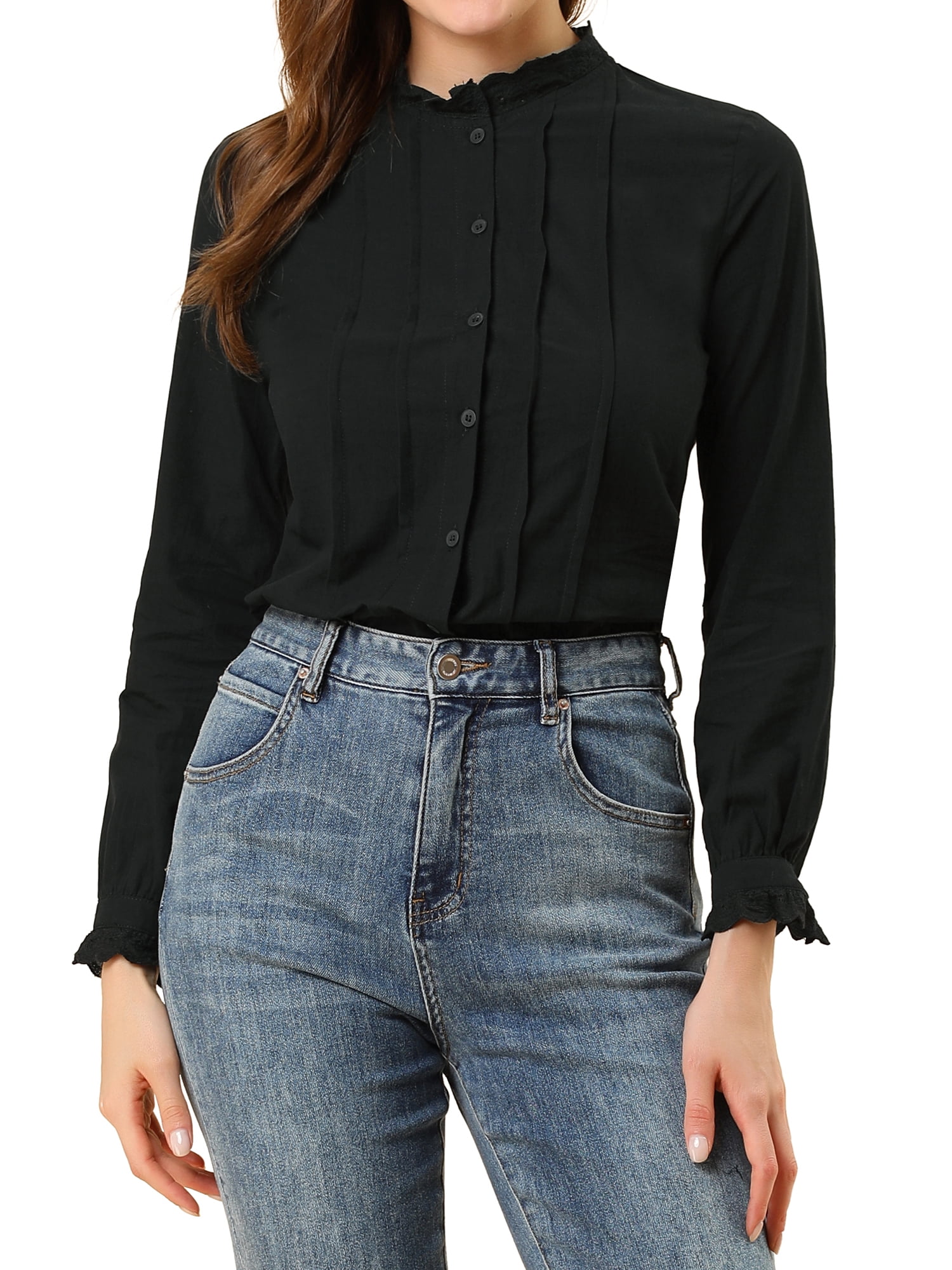 Mock neck button down shirt Clearance