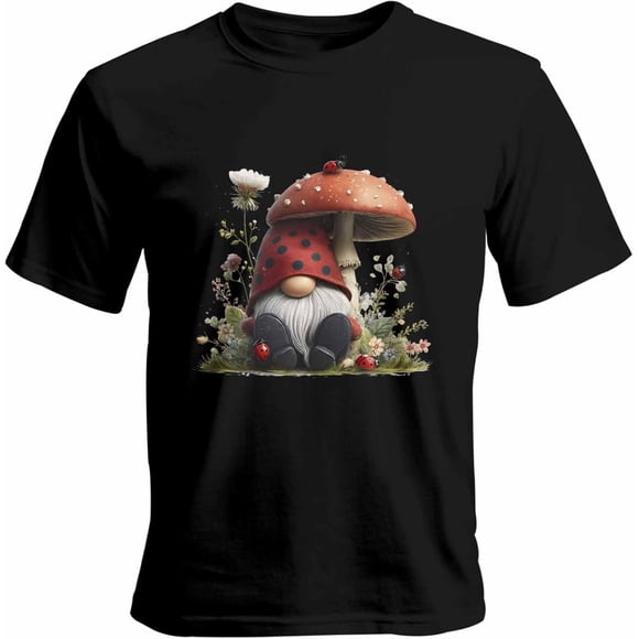 Camisetas informales de manga corta con estampado de gnomo rojo para hombre