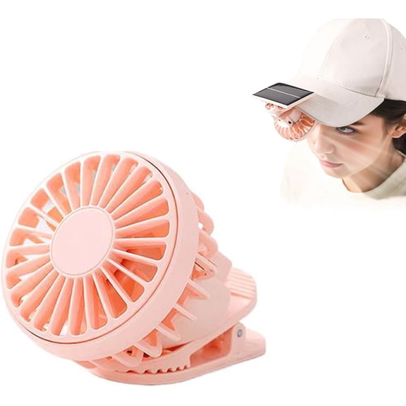 Solar Clip-On Hat Fan, Portable Mini Cap Fan, Hands-Free Cooling Fan for Fishing, Camping, Hiking & Outdoor Activities(Pink)