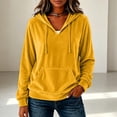 thumbnail image 5 of Aboser Womens Retro Velour Hoodies Dressy Casual Long Sleeve Pullover Tops Comfy Soft Velvet Sweatshirt Fall V Neck Hoodie with Pocket, 5 of 6