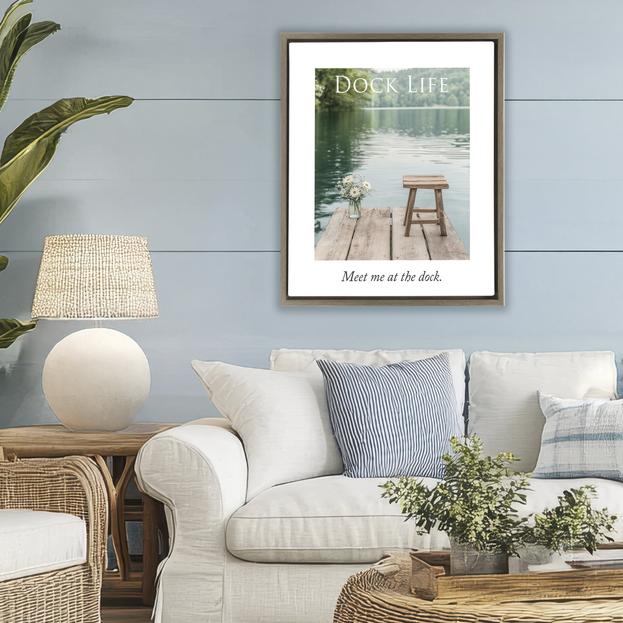 Stupell Industries Dock Life Calming Scenery Brown Framed Floater Canvas Wall Art, design by A Barefoot Stylist