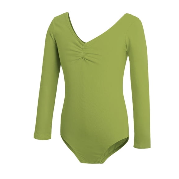 Gytharion Gymnastics Leotards for Girls Ballet Dance Toddler Long Sleeve Bodysuit Soild Color V Neck Leotards,3Y-15Y
